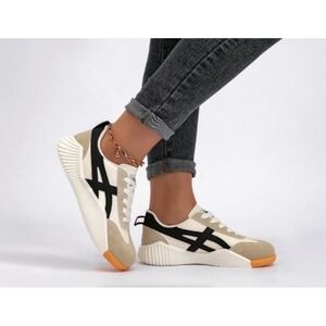 De Florance DF Cloudea Sneakers Shoes Lightweight Beige Black Women's 7.5